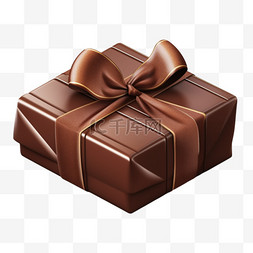 巧克力盒子棕色丝带装饰AI元素免