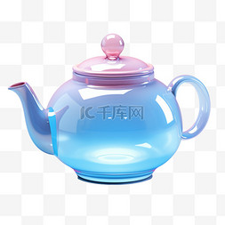 3D茶壶茶具食物渐变质感图标生活