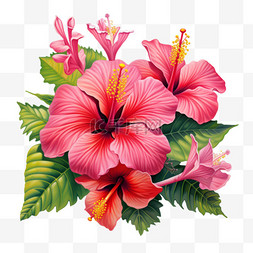 热带花图片_热带花朵植物粉色AI元素立体免扣