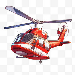 卡通手绘飞机元素交通工具直升机