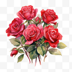 玫瑰花朵png图片_水彩玫瑰花朵花束免扣元素