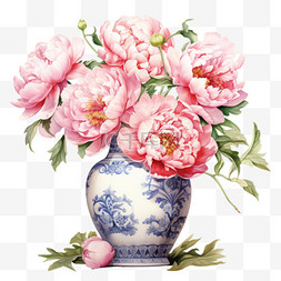 瓷器花瓶图片_水彩好看鲜花花瓶免扣元素