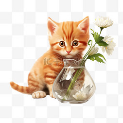 宠物猫打破了一个花瓶