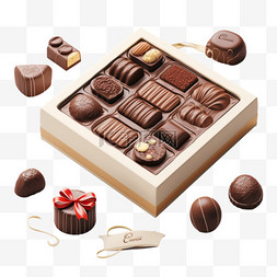 巧克力甜点盒子礼盒装饰AI元素免