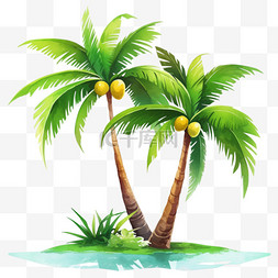 夏季椰子树沙滩海边元素