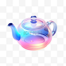 有趣生活用品图片_3D食物渐变质感图标生活茶壶茶具