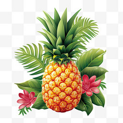 夏威夷水果图片_热带水果植物花卉AI元素立体免扣
