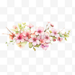 手绘鲜花粉红色图片_水彩春天粉红色花环免扣元素
