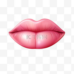 美妆装饰图片_粉色口红嘴唇美妆写实AI元素立体