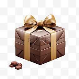 巧克力盒子蝴蝶结装饰AI元素免扣
