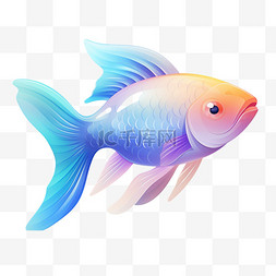 金鱼png图片_UI素材3D金鱼图标动物渐变玻璃UX设