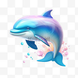 愤怒的海豚图片_UI素材海豚3D图标动物渐变玻璃UX设