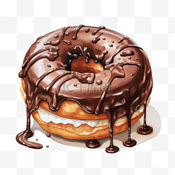 甜甜圈巧克力手绘图片_水彩美味巧克力甜甜圈剪贴画