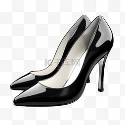 黑色高跟鞋图案图片_高跟鞋黑色女士漆皮AI元素立体免