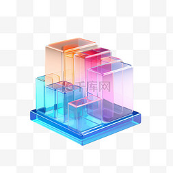 柱状分析表图片_渐变图标柱状图玻璃质感UI设计UX