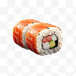 寿司食物图片_三文鱼包菜寿司AI元素立体免扣图