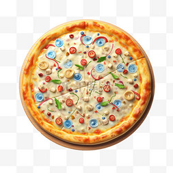 3D渐变披萨美食质感图标生活元素