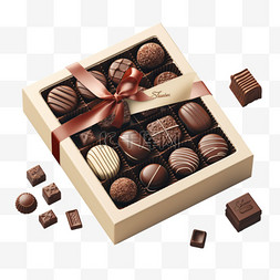 礼盒免扣图片_白色巧克力盒子AI元素立体免扣图