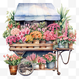 鲜花商店鲜花图片图片_水彩美丽花架免扣元素