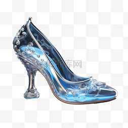 蓝色水晶鞋童话AI元素立体免扣图