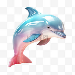海豚你真棒图片_UI素材3D海豚图标动物渐变玻璃UX设