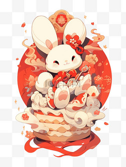 卡通小白兔可爱图片_中秋节可爱的小白兔与月饼手绘卡