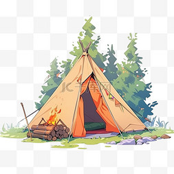 露营基地图片_帐篷户外旅游元素卡通假期出游露