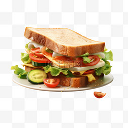 三明治机样本图片_三明治西红柿生菜AI元素立体免扣