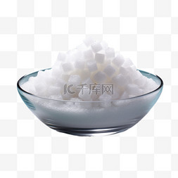 一碗砂糖白方糖AI元素立体免扣图