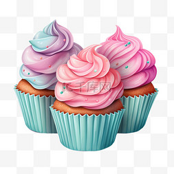 插画风格粉色纸杯蛋糕