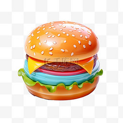 有趣生活用品图片_3D图标生活元素汉堡汉堡包食物渐