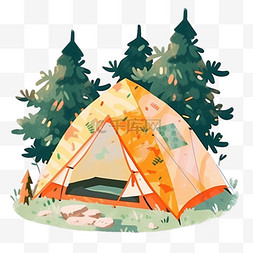 帐篷户外卡通旅游元素假期出游露