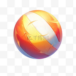 排球橘色手绘AI元素立体免扣图案