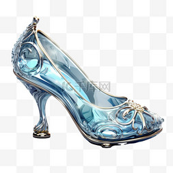 蓝色水晶鞋图片_鞋子水晶鞋透明蓝色AI元素立体免