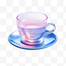 茶具图片_茶杯茶具3D图标生活元素食物渐变