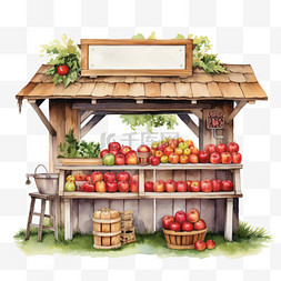 水果店标图片_水彩苹果水果店免扣元素