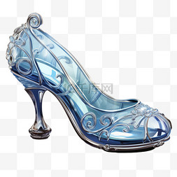 蓝色水晶鞋图片_蓝色水晶鞋花纹装饰AI元素立体免
