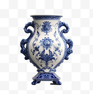 瓷器青花容器花瓶ai元素立体免扣图案