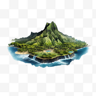 海岛小岛夏威夷ai元素立体免扣图案