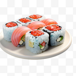 3d食物图标图片_3D食物渐变寿司美食质感图标生活