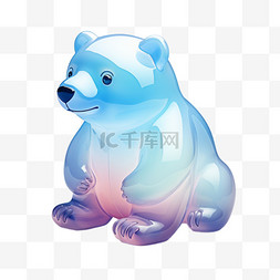 北极熊3D图标动物渐变UI素材UX设计