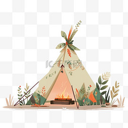 卡通露营背景图片_卡通元素户外帐篷旅游手绘假期出