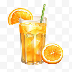 手绘水彩橙汁图片_水彩美味橙汁免扣元素