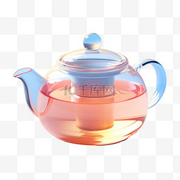 3D食物渐变质感茶壶茶具图标生活