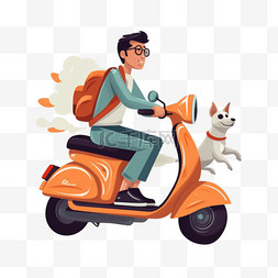 盖伊和他的狗骑摩托车