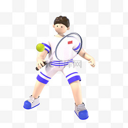 大运会广告图片_立体网球运动员3D亚运会C4D