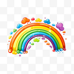 彩虹涂鸦图片_儿童节幼儿园手绘彩虹儿童绘画元