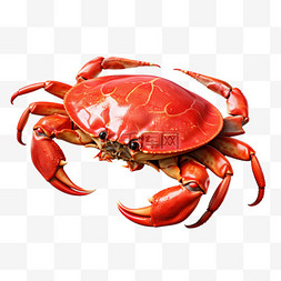 海鲜红色螃蟹食物AI元素立体免扣