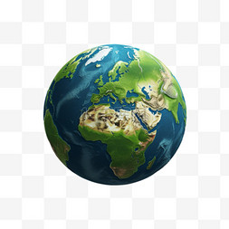 地球球状绿色AI元素立体免扣图案