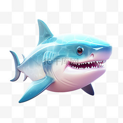 3D渐变质感鲨鱼UI设计UX素材